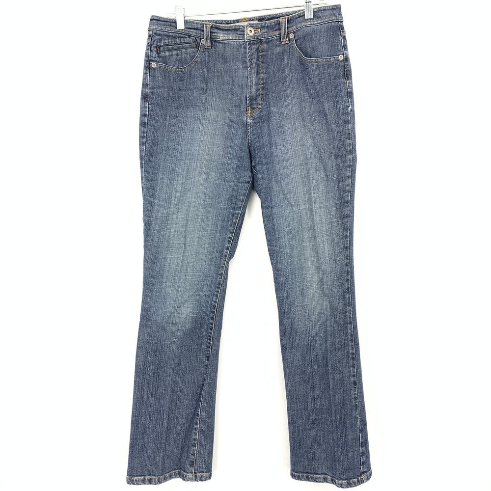 Chico's Jeans Womens 1.5 US 10 Blue Straight Scroll Embroidered Back Pockets